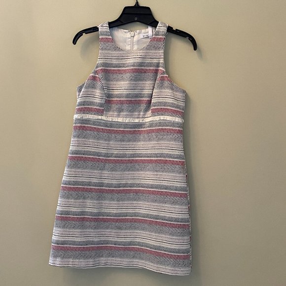 BCBGeneration Striped Fringe Tweed Sleeveless Shift Dress Size 0 - Picture 1 of 4